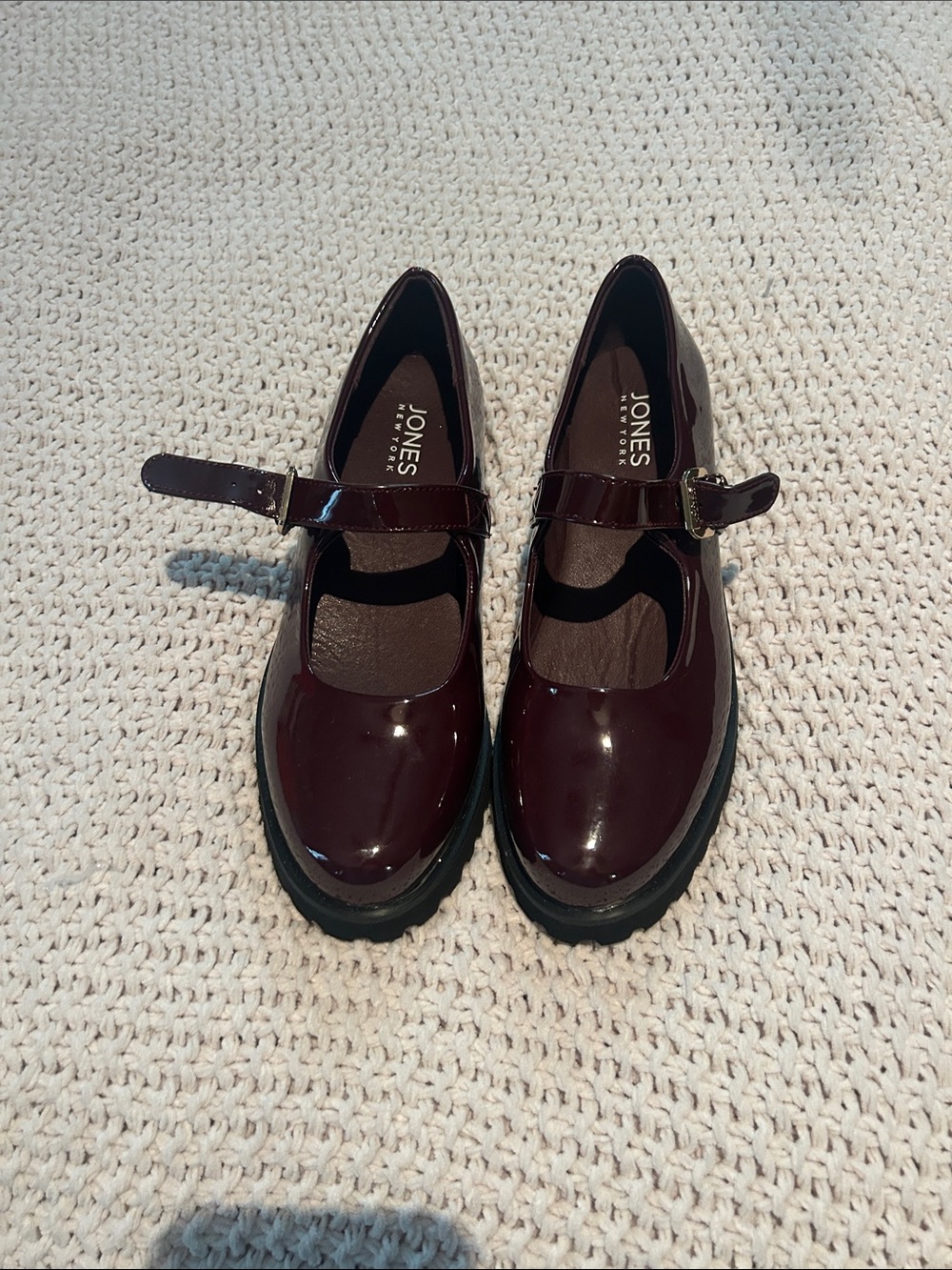 Jones New York  Patent Mary Janes in Deep Burgundy